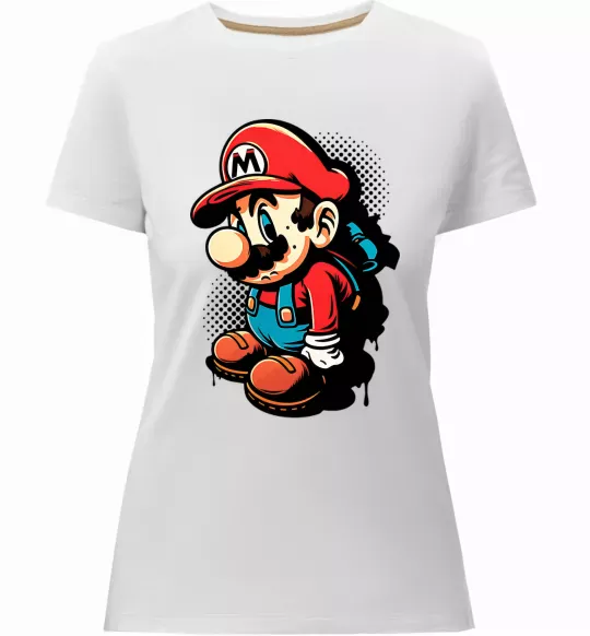 Женская премиум футболка Super Mario Белый фото