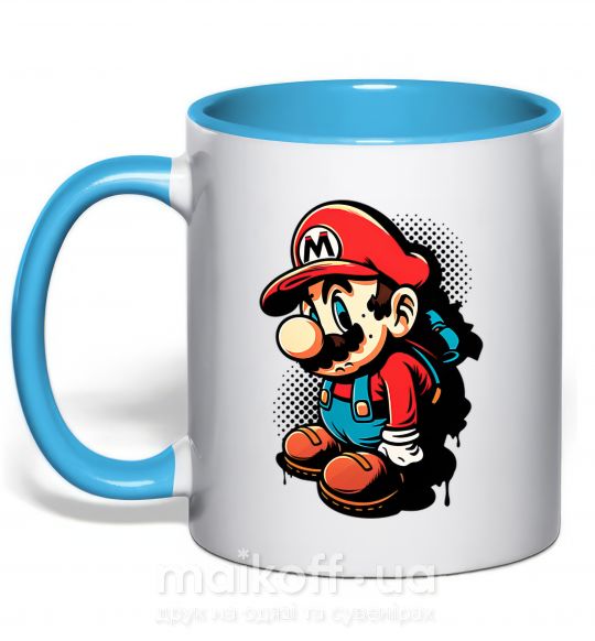 Чашка с цветной ручкой Super Mario Голубой фото