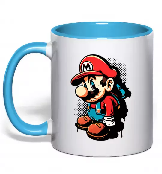 Чашка с цветной ручкой Super Mario Голубой фото