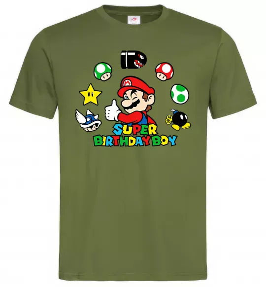 Чоловіча футболка Super birthday boy Оливковий фото