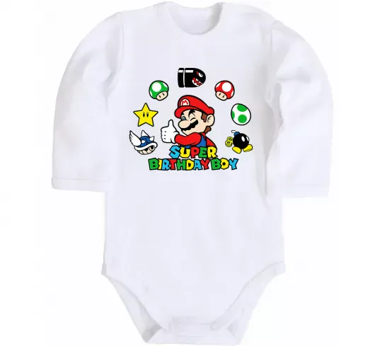 Дитячий бодік Super birthday boy Білий фото