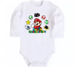 Детский боди Super birthday boy Белый фото