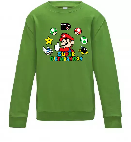 Детский Свитшот Super birthday boy Лаймовый фото