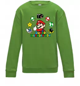 Дитячий світшот Super birthday boy Лаймовий фото