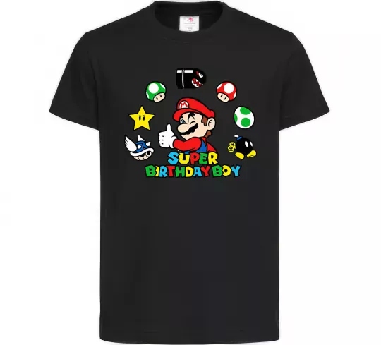 Дитяча футболка Super birthday boy Чорний фото