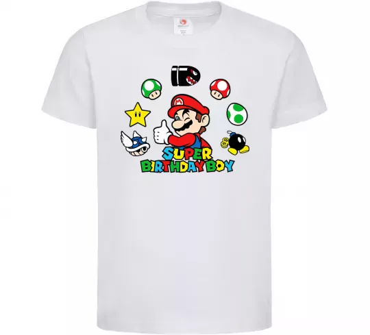 Дитяча футболка Super birthday boy Білий фото