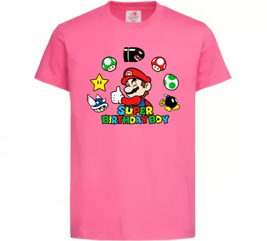 Дитяча футболка Super birthday boy Яскраво-рожевий фото