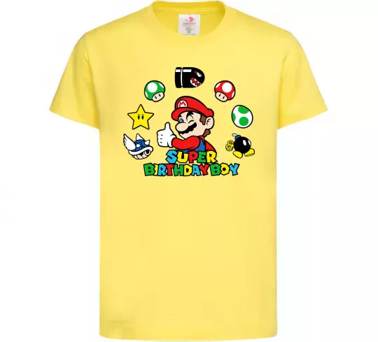Дитяча футболка Super birthday boy Лимонний фото