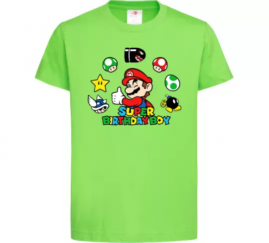 Дитяча футболка Super birthday boy Лаймовий фото