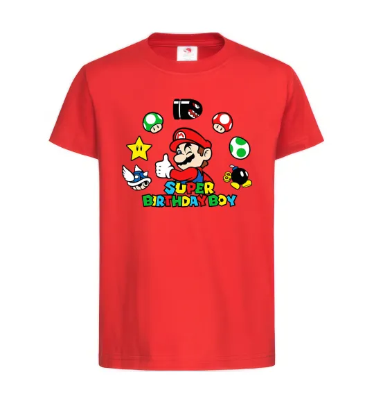 Детская футболка Super birthday boy Красный фото