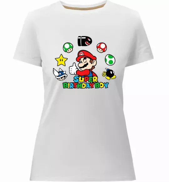 Жіноча преміум футболка Super birthday boy Білий фото