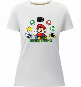 Женская премиум футболка Super Mario retro Белый фото