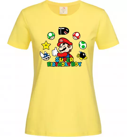 Жіноча футболка Super birthday boy Лимонний фото