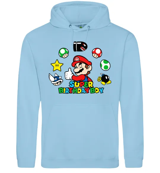 Чоловіча толстовка (худі) Super birthday boy Блакитний фото