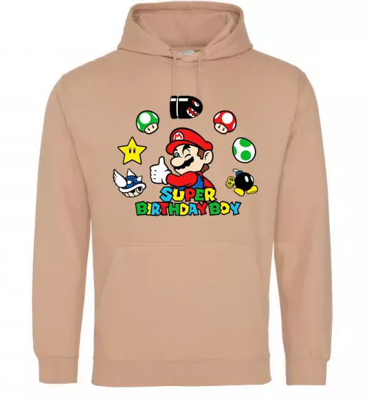 Женская толстовка (худи) Super birthday boy Песочный фото