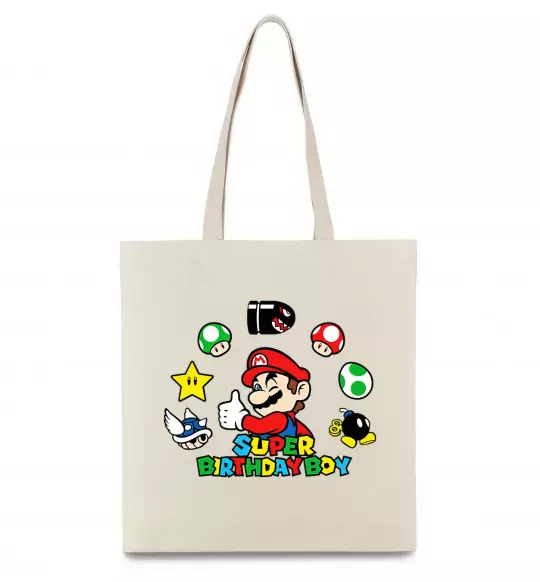 Эко-сумка Super birthday boy Бежевый фото