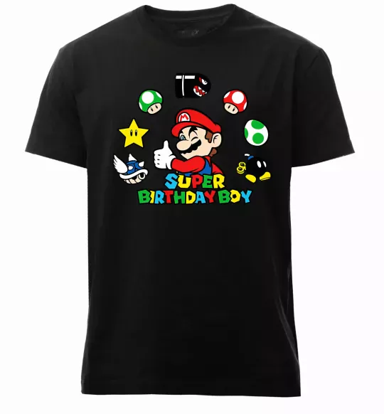 Мужская премиум футболка Super birthday boy Черный фото