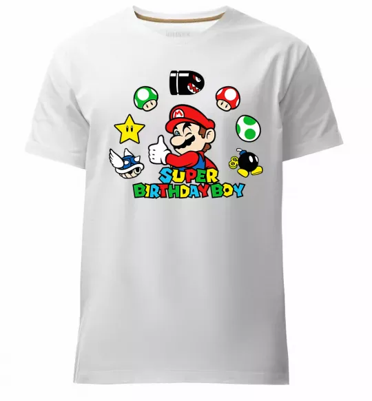 Мужская премиум футболка Super birthday boy Белый фото