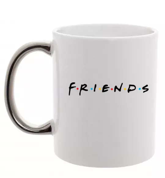 Чашка з кольоровою ручкою Friends logo Срібло фото