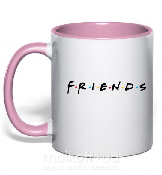 Чашка з кольоровою ручкою Friends logo Ніжно рожевий фото