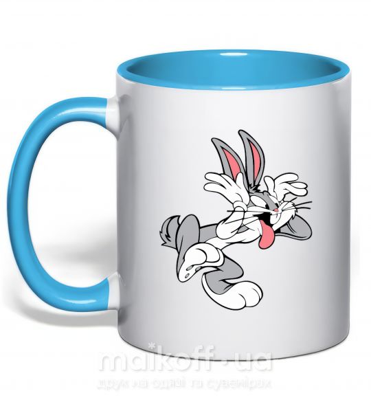 Чашка з кольоровою ручкою Bugs Bunny Блакитний фото