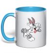 Чашка з кольоровою ручкою Bugs Bunny Блакитний фото