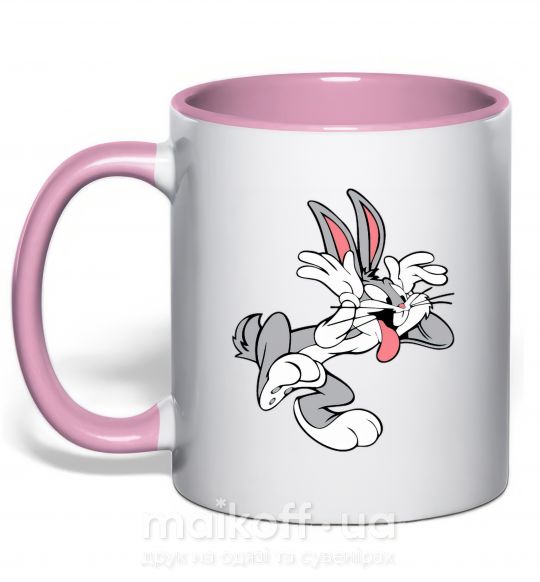 Чашка з кольоровою ручкою Bugs Bunny Ніжно рожевий фото