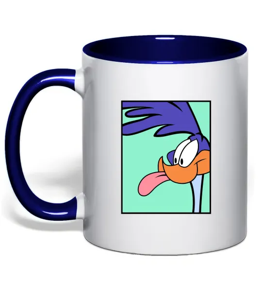 Чашка з кольоровою ручкою Дорожний бігун (Road Runner) Глибокий темно-синій фото
