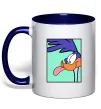 Чашка з кольоровою ручкою Дорожний бігун (Road Runner) Глибокий темно-синій фото