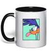 Чашка з кольоровою ручкою Дорожний бігун (Road Runner) Чорний фото