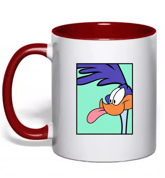Чашка з кольоровою ручкою Дорожний бігун (Road Runner) Червоний фото