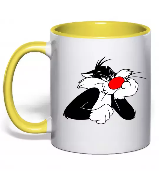 Чашка з кольоровою ручкою Sylvester Cat Сонячно жовтий фото