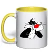Чашка з кольоровою ручкою Sylvester Cat Сонячно жовтий Чашка з кольоровою ручкою Sylvester Cat Сонячно жовтий фото