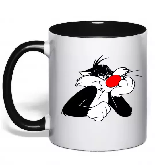 Чашка з кольоровою ручкою Sylvester Cat Чорний фото