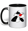 Чашка з кольоровою ручкою Sylvester Cat Чорний Чашка з кольоровою ручкою Sylvester Cat Чорний фото
