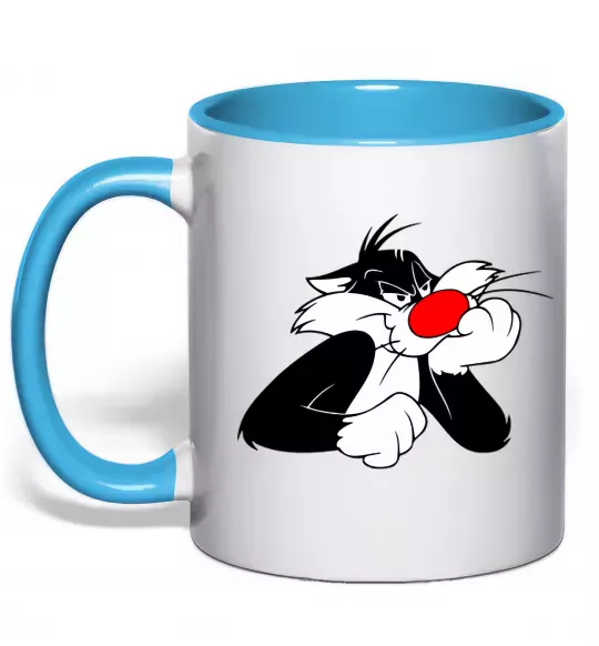 Чашка з кольоровою ручкою Sylvester Cat Блакитний фото