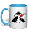 Чашка з кольоровою ручкою Sylvester Cat Блакитний Чашка з кольоровою ручкою Sylvester Cat Блакитний фото