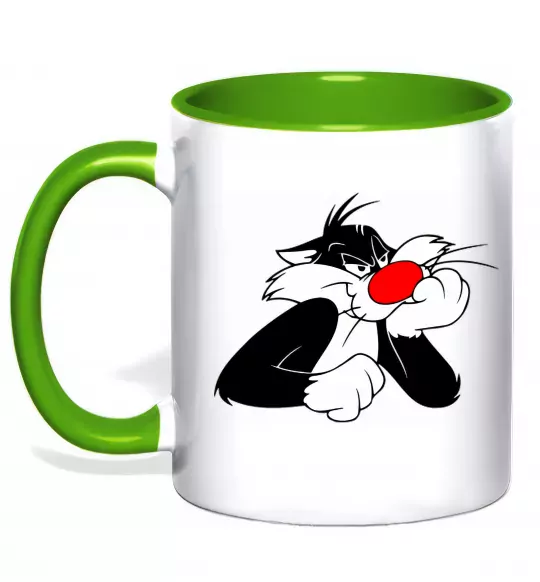 Чашка з кольоровою ручкою Sylvester Cat Зелений фото