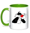 Чашка з кольоровою ручкою Sylvester Cat Зелений Чашка з кольоровою ручкою Sylvester Cat Зелений фото