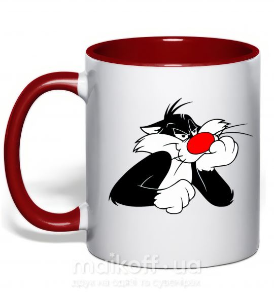 Чашка з кольоровою ручкою Sylvester Cat Червоний фото