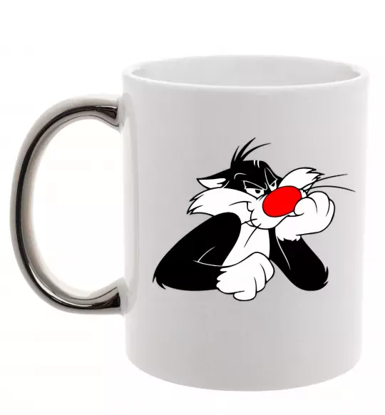 Чашка з кольоровою ручкою Sylvester Cat Срібло фото