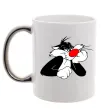 Чашка з кольоровою ручкою Sylvester Cat Срібло Чашка з кольоровою ручкою Sylvester Cat Срібло фото