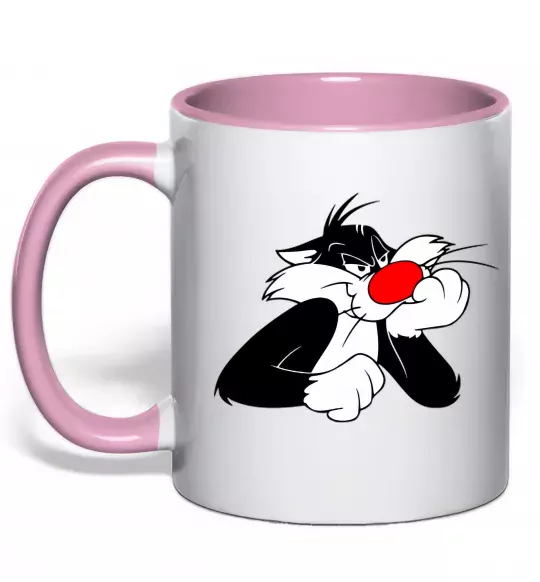 Чашка з кольоровою ручкою Sylvester Cat Ніжно рожевий фото
