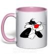 Чашка з кольоровою ручкою Sylvester Cat Ніжно рожевий фото