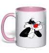 Чашка з кольоровою ручкою Sylvester Cat Ніжно рожевий Чашка з кольоровою ручкою Sylvester Cat Ніжно рожевий фото