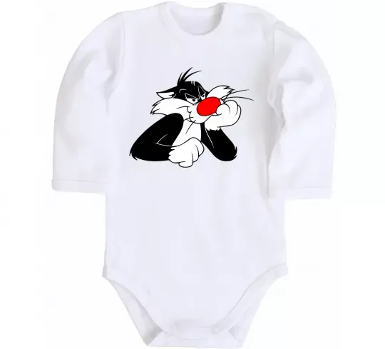 Детский боди Sylvester Cat Белый фото