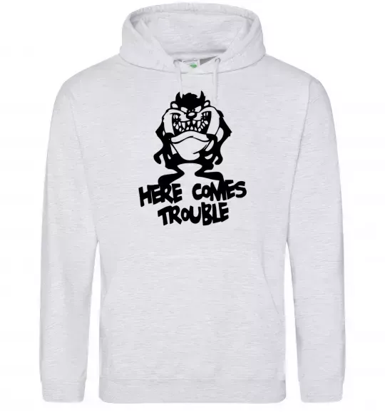 Мужская толстовка (худи) Тасманський Диявол (Tasmanian Devil) Серый меланж фото