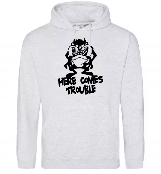 Женская толстовка (худи) Тасманський Диявол (Tasmanian Devil) Серый меланж фото