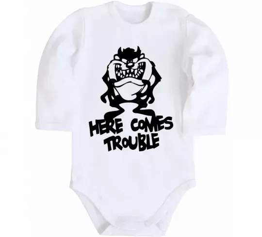 Детский боди Тасманський Диявол (Tasmanian Devil) Белый фото