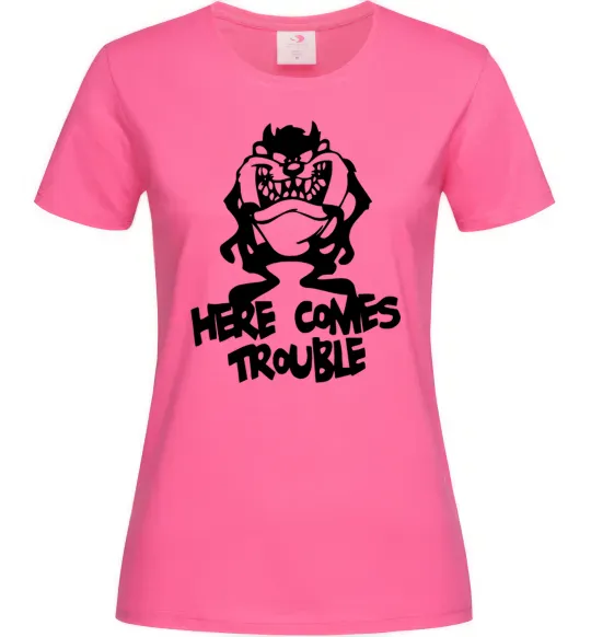 Женская футболка Тасманський Диявол (Tasmanian Devil) Ярко-розовый фото